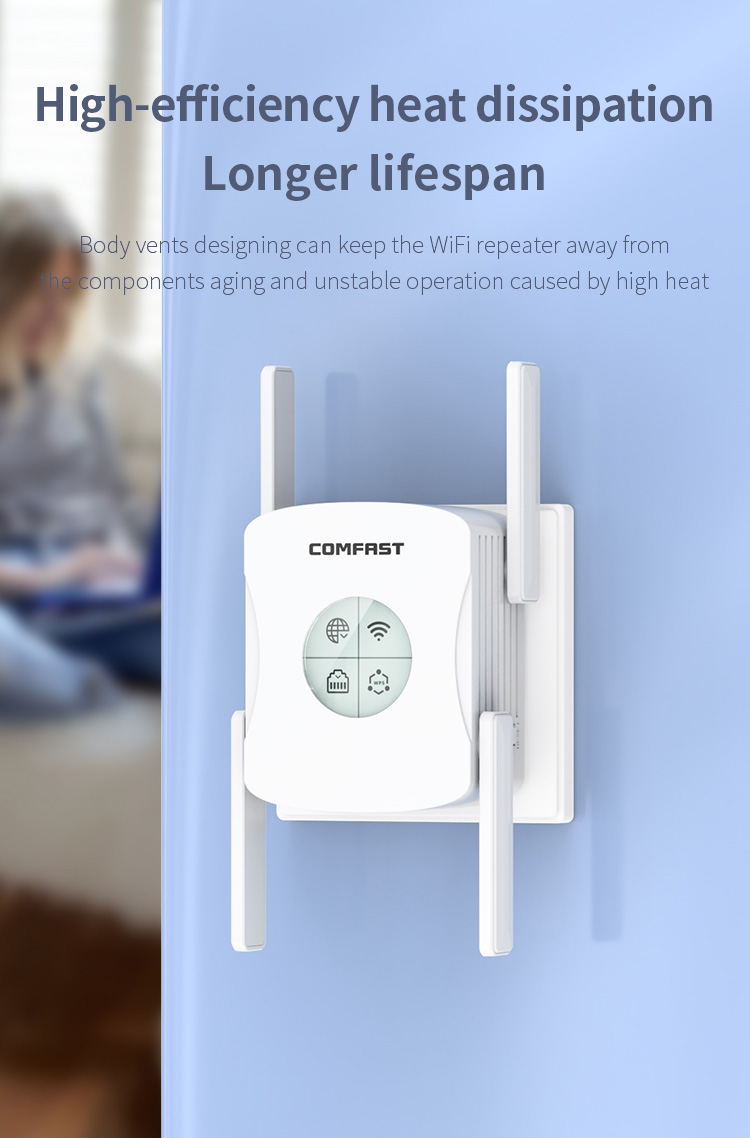 COMFAST CF-XR183 Wireless Router Repeater up to 1200M 4*2dBi Antennas WiFi Signal Repeater, WiFi 6 - EU