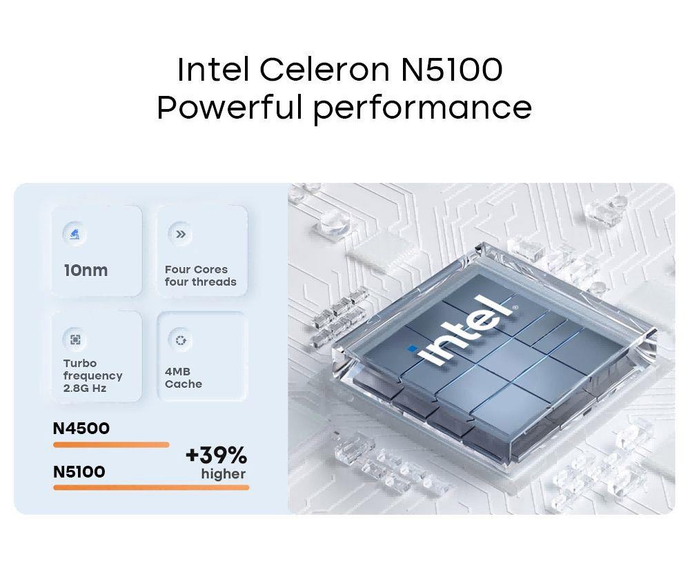 DERE T11 11in Laptop Intel Celeron 5100 CPU, 12GB LPDDR4 512GB SSD, Windows 11 Home, 2.4G & 5G WiFi