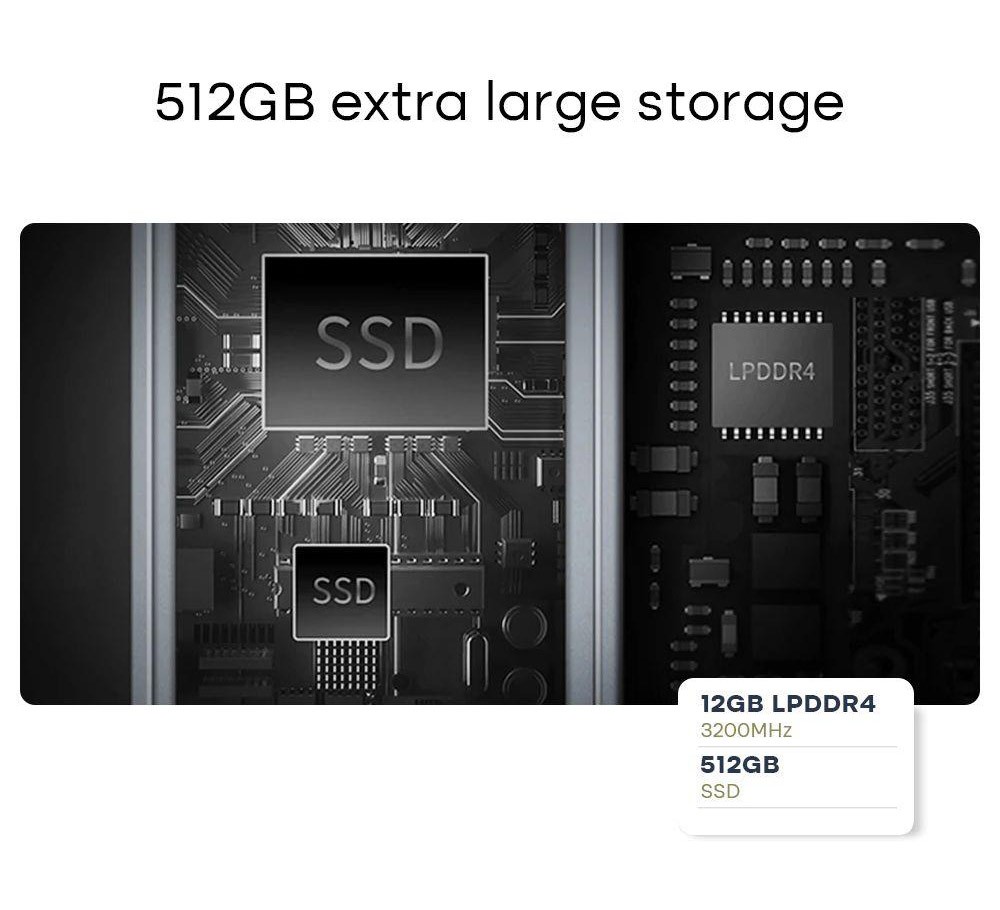 DERE T11 11in Laptop Intel Celeron 5100 CPU, 12GB LPDDR4 512GB SSD, Windows 11 Home, 2.4G & 5G WiFi