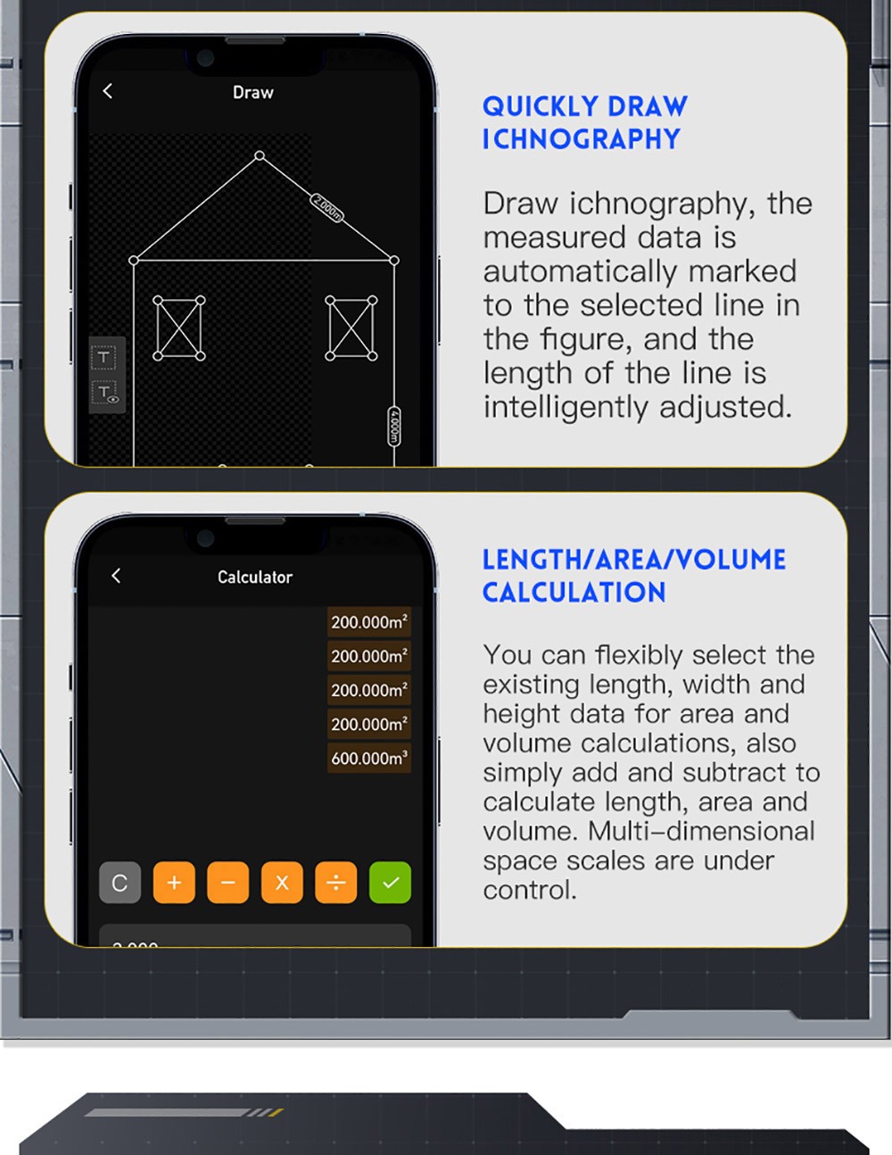 FNIRSI IR40 Smart Laser Rangefinder, Digital Distance Meter, 40M Measurement Range, 360-Degree Gravity Sensor, App Connection, 400mAh Battery - Blue
