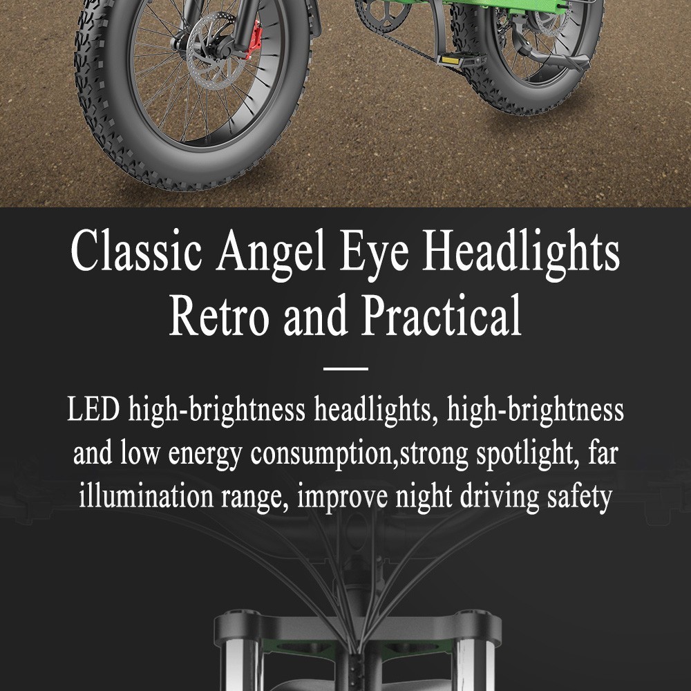 GUNAI MX25 Electric Mountain Bike 20*4.0 Inch Fat Tires 1000W Brushless Motor 50Km/h Max Speed 48V 25Ah Battery Shimano 7-Speed 75KM Mileage Range 200KG Payload Electric Bicycle - Green