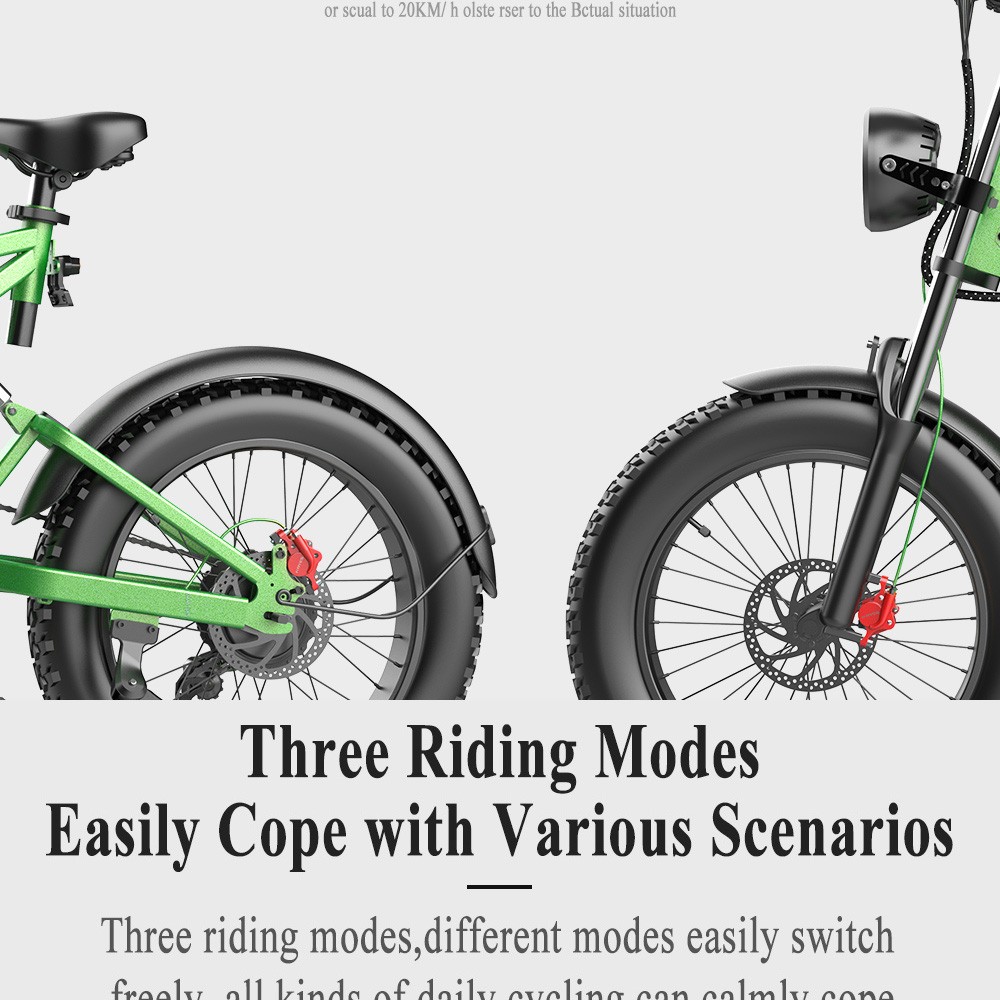 GUNAI MX25 Electric Mountain Bike 20*4.0 Inch Fat Tires 1000W Brushless Motor 50Km/h Max Speed 48V 25Ah Battery Shimano 7-Speed 75KM Mileage Range 200KG Payload Electric Bicycle - Green