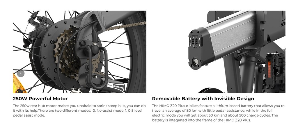 HIMO Z20 Plus Folding E-bike 20*2.125in Tire 250W Motor 25km/h Max Speed 10Ah Battery 80km Max Range - White