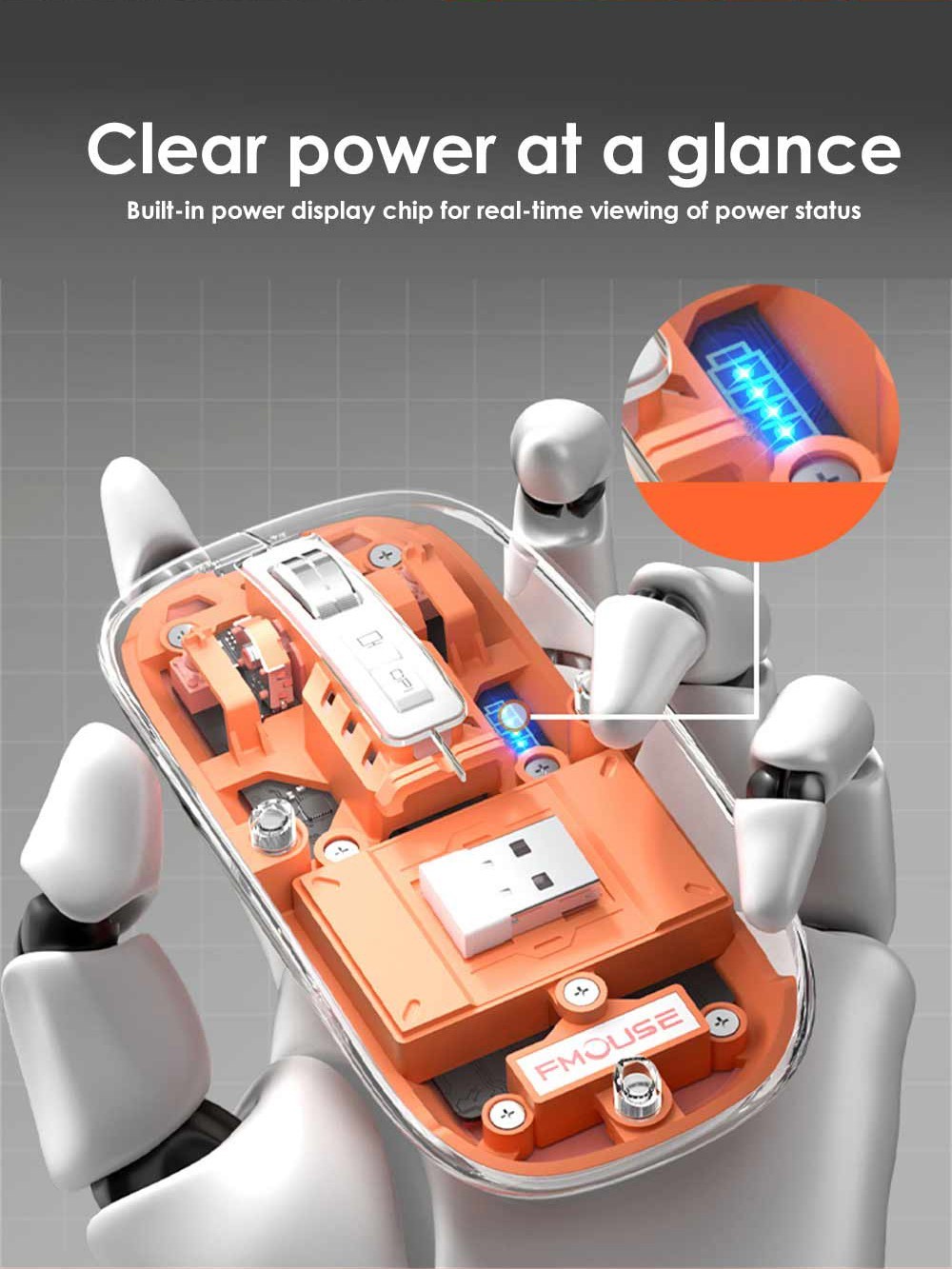 HXSJ T900 2.4G & Bluetooth Wireless Mouse 800-2400 DPI Adjustable RGB Light Mute Click - Blue