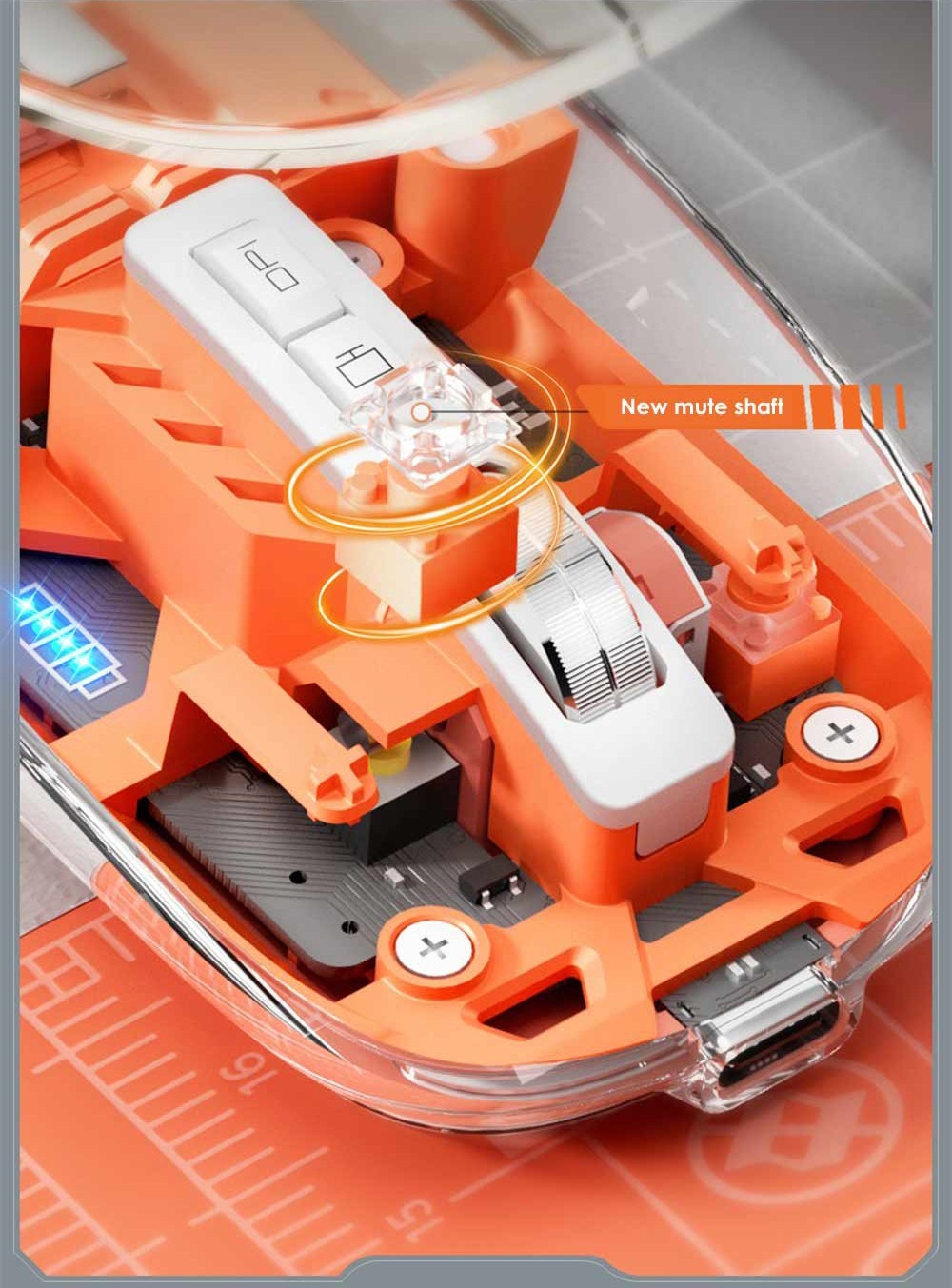 HXSJ T900 2.4G & Bluetooth Wireless Mouse 800-2400 DPI Adjustable RGB Light Mute Click - Blue