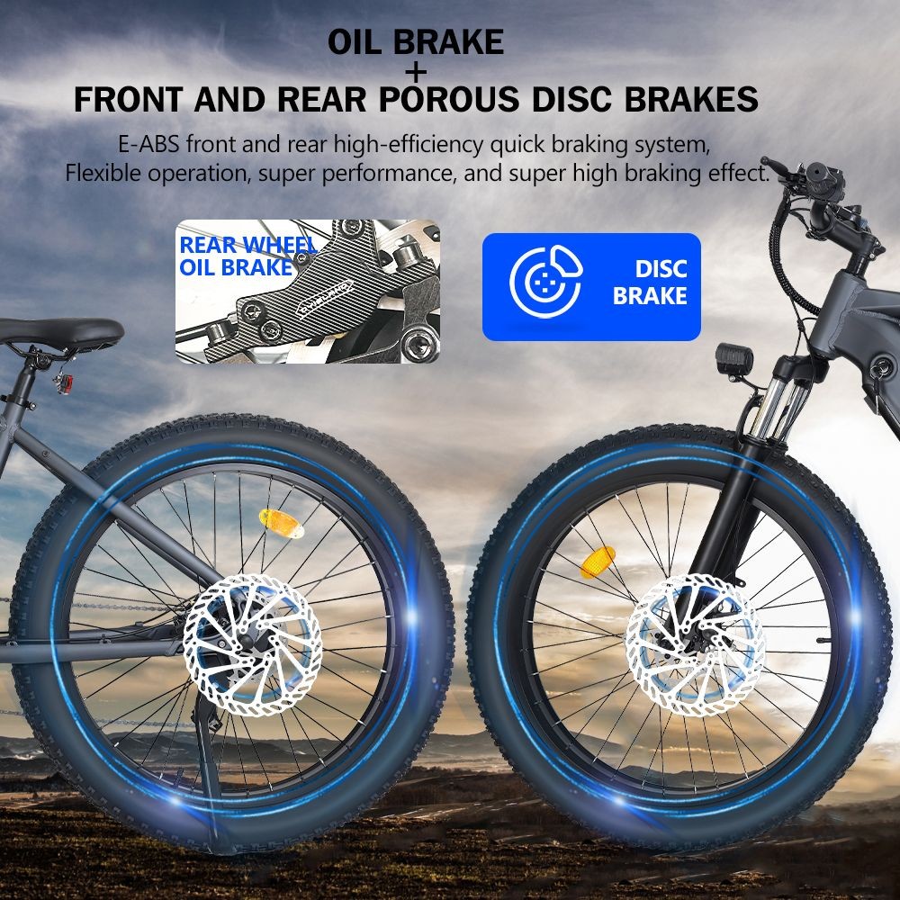 Hidoes HD-B5 Electric Mountain Bike 26*4.0in Fat Tire 1200W Brushless Gear Hub Motor 60km/h Max Speed 48V 17.5Ah Battery