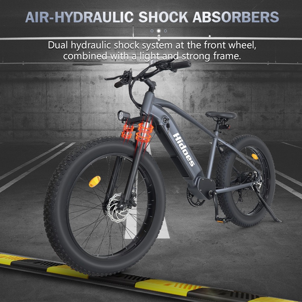 Hidoes HD-B5 Electric Mountain Bike 26*4.0in Fat Tire 1200W Brushless Gear Hub Motor 60km/h Max Speed 48V 17.5Ah Battery