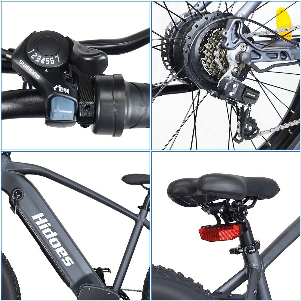 Hidoes HD-B5 Electric Mountain Bike 26*4.0in Fat Tire 1200W Brushless Gear Hub Motor 60km/h Max Speed 48V 17.5Ah Battery