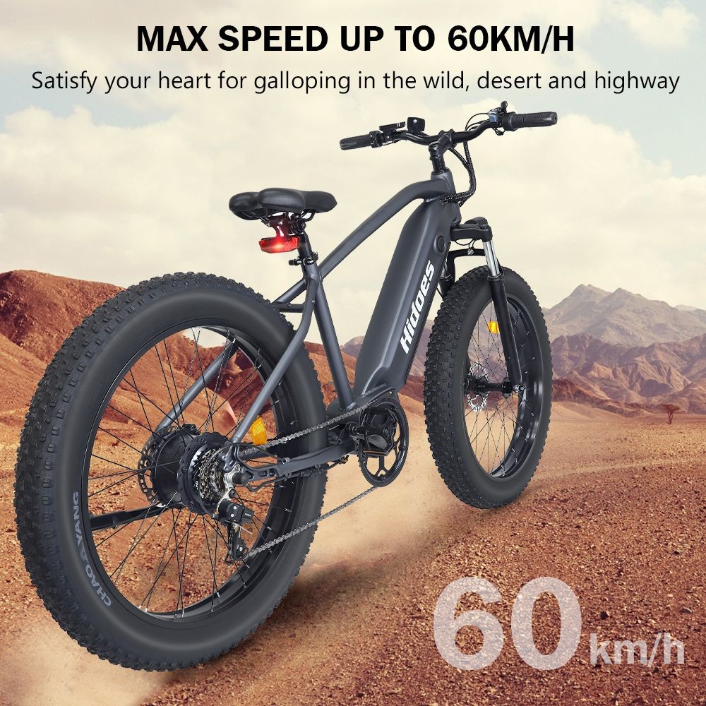 Hidoes HD-B5 Electric Mountain Bike 26*4.0in Fat Tire 1200W Brushless Gear Hub Motor 60km/h Max Speed 48V 17.5Ah Battery