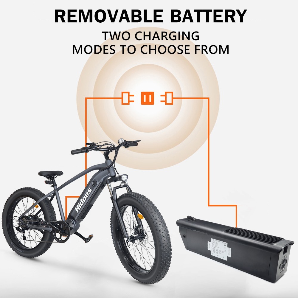 Hidoes HD-B5 Electric Mountain Bike 26*4.0in Fat Tire 1200W Brushless Gear Hub Motor 60km/h Max Speed 48V 17.5Ah Battery