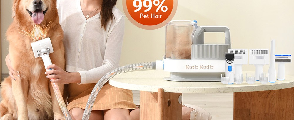 Katio Kadio M1 Dog Grooming Vacuum Kit, 10KPa Max Vacuum, 2.5L Large Dust Bin, 5 Professional Dog Grooming Tool, for Shedding Long Hair, Large Dog Thick Coats Hair - Blue