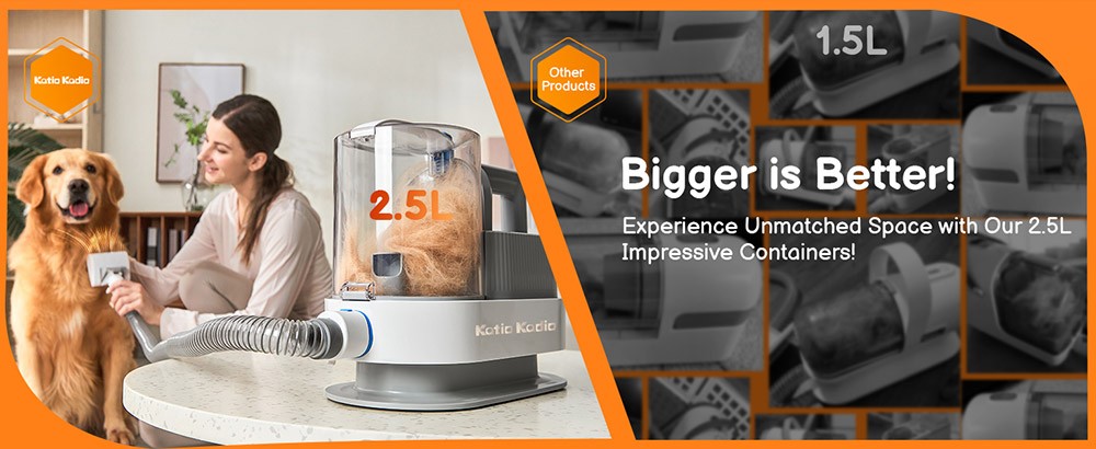 Katio Kadio M1 Dog Grooming Vacuum Kit, 10KPa Max Vacuum, 2.5L Large Dust Bin, 5 Professional Dog Grooming Tool, for Shedding Long Hair, Large Dog Thick Coats Hair - Blue