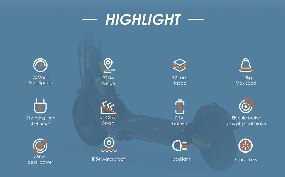 KuKirin S3 Pro Electric Scooter 8in Honeycomb Tire 250W Motor 25km/h Max Speed 7.5Ah Battery 30km Mileage