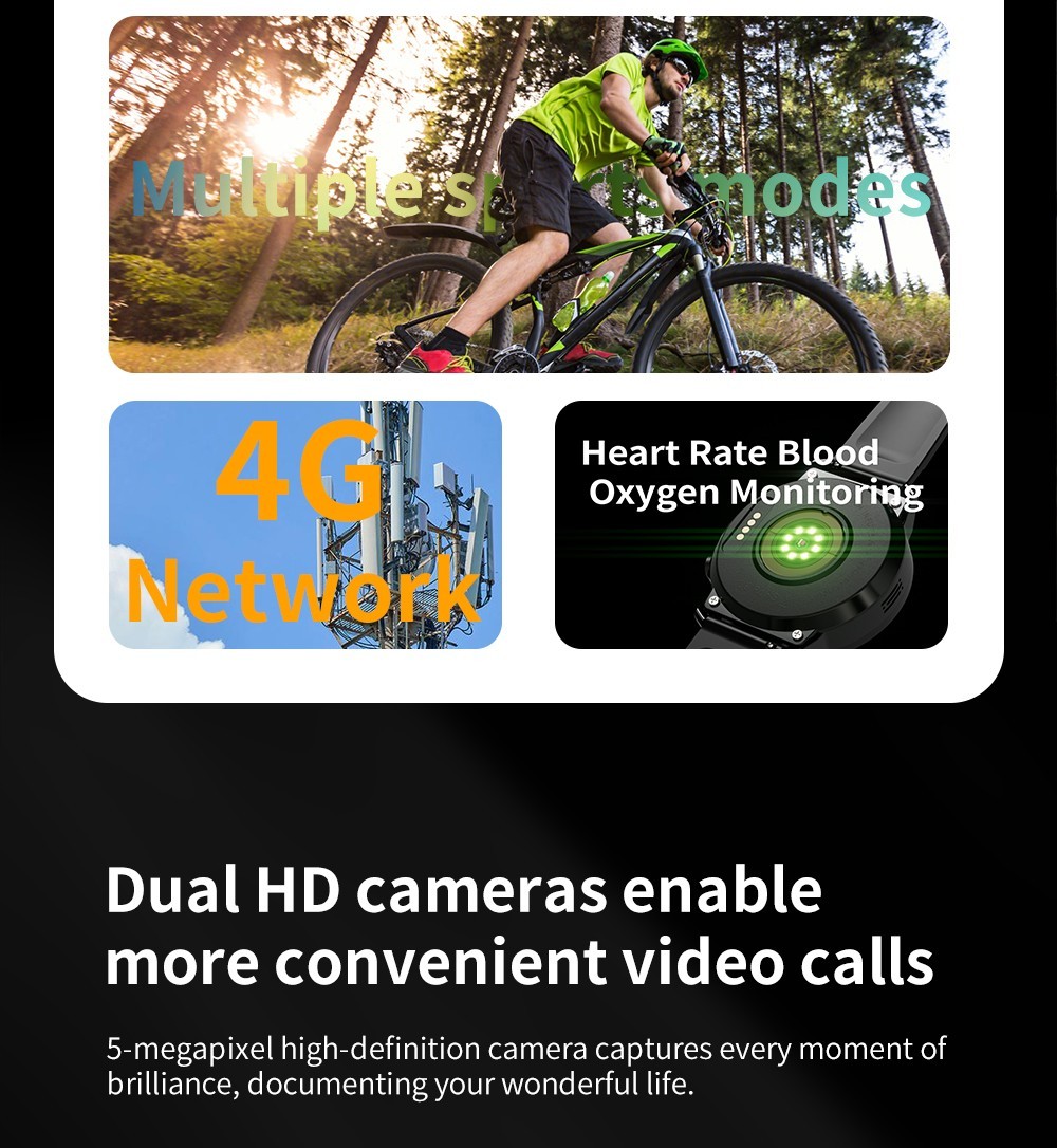 LOKMAT APPLLP 3 PRO Smart Watch Phone 4GB RAM 64GB ROM Android 4G SIM Network GPS Sports Fitness Tracker Dual Camera