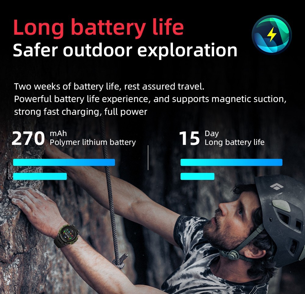 LOKMAT ATTACK Pro Smartwatch 1.32in TFT LCD Screen Bluetooth 5.1 IP68 Waterproof HR & BP Monitor, Fitness Tracker - Black