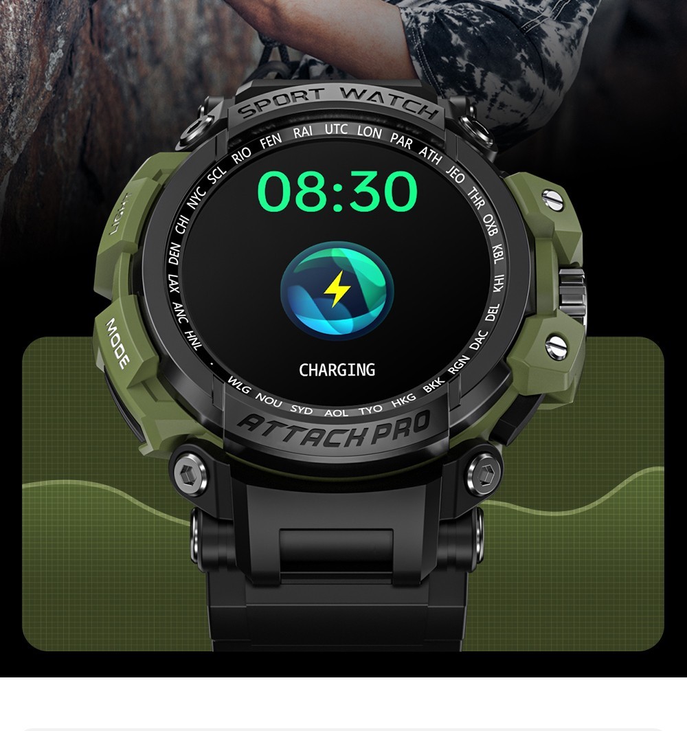 LOKMAT ATTACK Pro Smartwatch 1.32in TFT LCD Screen Bluetooth 5.1 IP68 Waterproof HR & BP Monitor, Fitness Tracker - Black