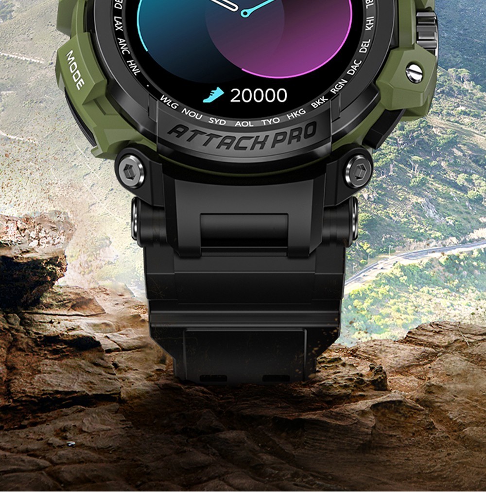LOKMAT ATTACK Pro Smartwatch 1.32in TFT LCD Screen Bluetooth 5.1 IP68 Waterproof HR & BP Monitor, Fitness Tracker - Black