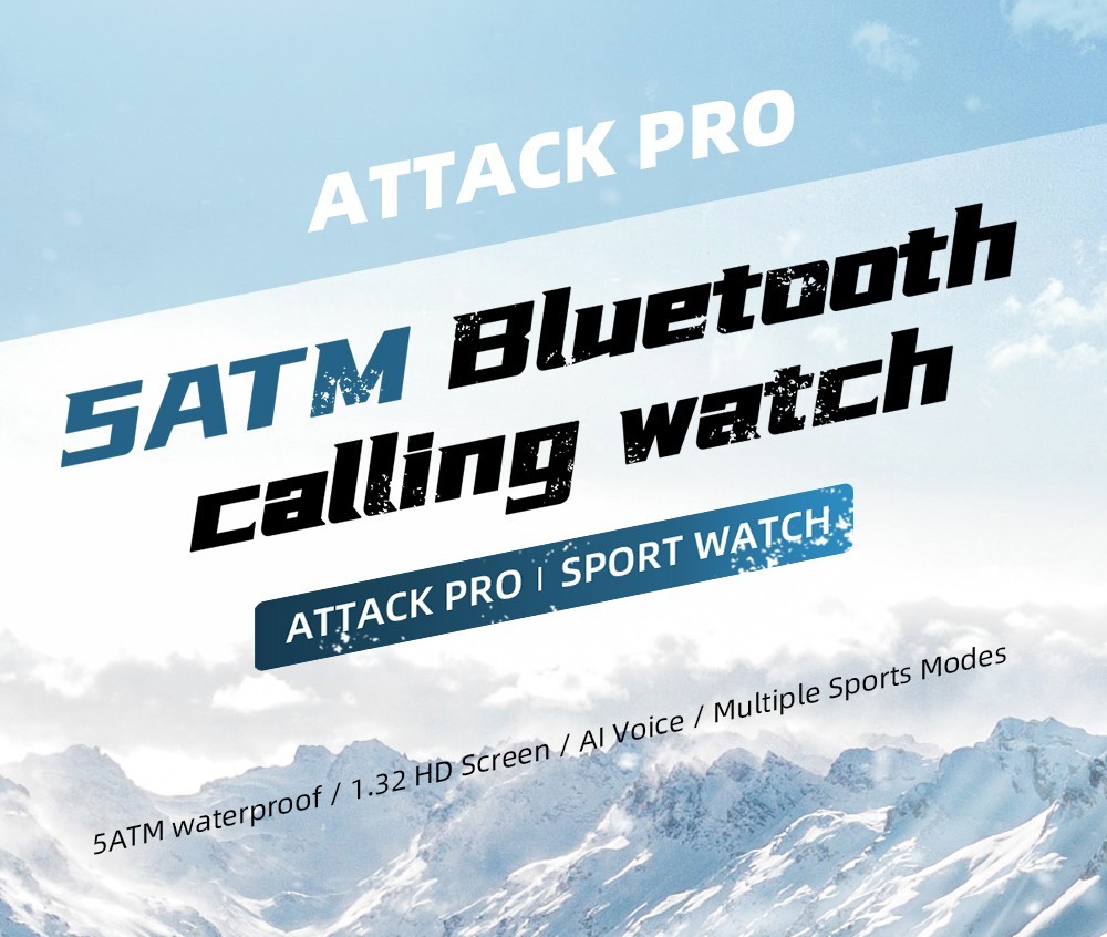 LOKMAT ATTACK Pro Smartwatch 1.32in TFT LCD Screen Bluetooth 5.1 IP68 Waterproof HR & BP Monitor, Fitness Tracker - Blue