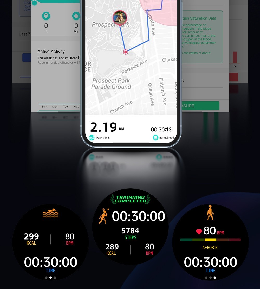 LOKMAT ATTACK Pro Smartwatch 1.32in TFT LCD Screen Bluetooth 5.1 IP68 Waterproof HR & BP Monitor, Fitness Tracker - Blue
