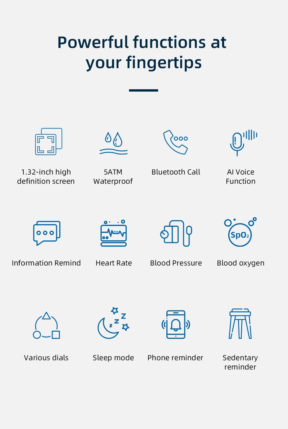 LOKMAT ATTACK Pro Smartwatch 1.32in TFT LCD Screen Bluetooth 5.1 IP68 Waterproof HR & BP Monitor, Fitness Tracker - Blue