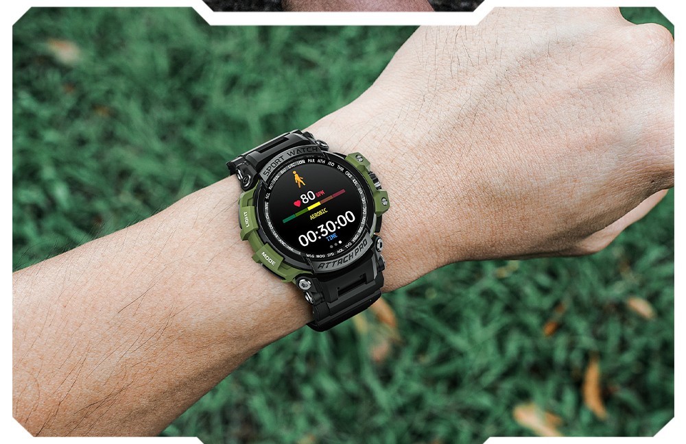 LOKMAT ATTACK Pro Smartwatch 1.32in TFT LCD Screen Bluetooth 5.1 IP68 Waterproof HR & BP Monitor, Fitness Tracker - Blue