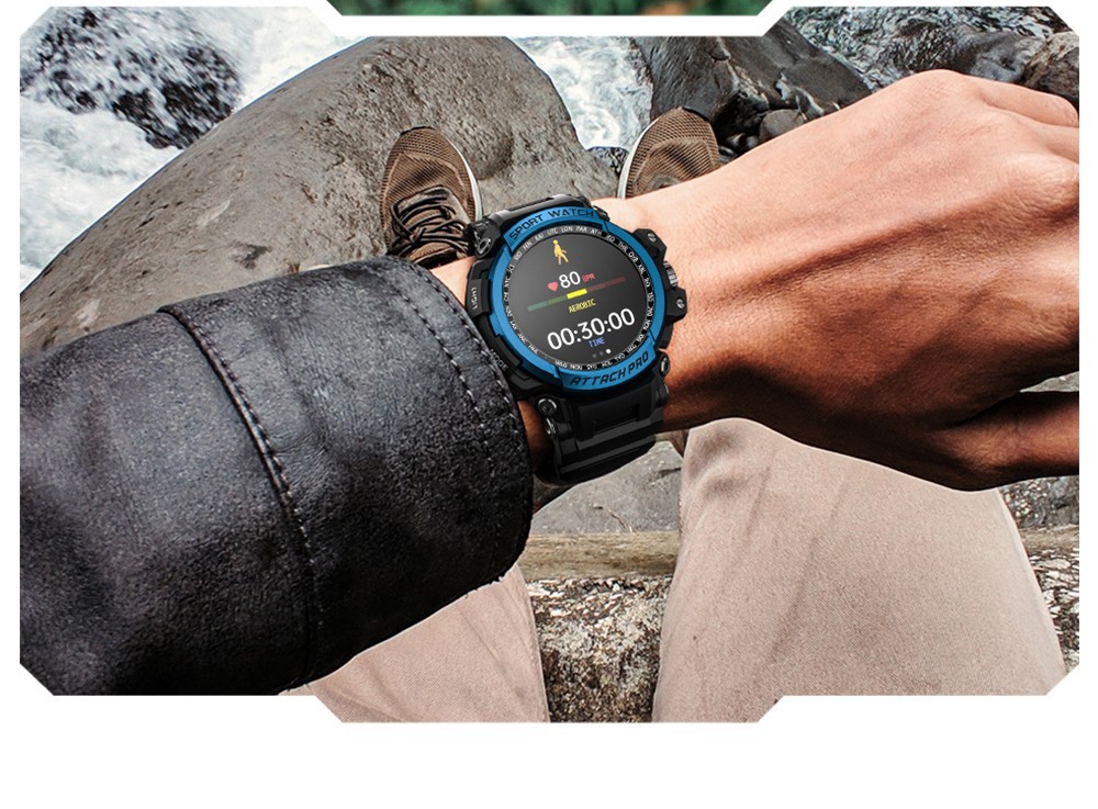 LOKMAT ATTACK Pro Smartwatch 1.32in TFT LCD Screen Bluetooth 5.1 IP68 Waterproof HR & BP Monitor, Fitness Tracker - Blue