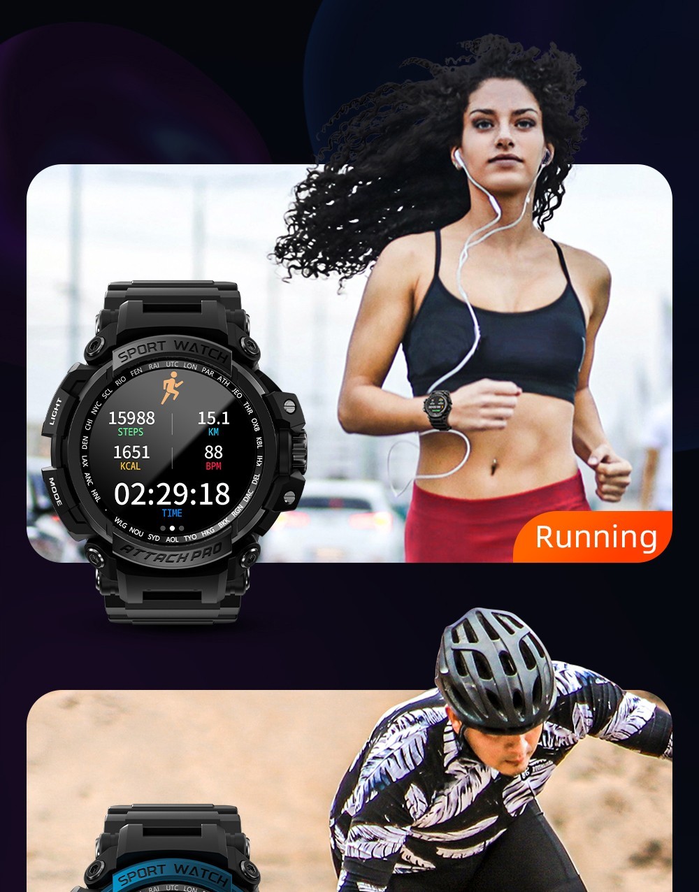 LOKMAT ATTACK Pro Smartwatch 1.32in TFT LCD Screen Bluetooth 5.1 IP68 Waterproof HR & BP Monitor, Fitness Tracker - Green