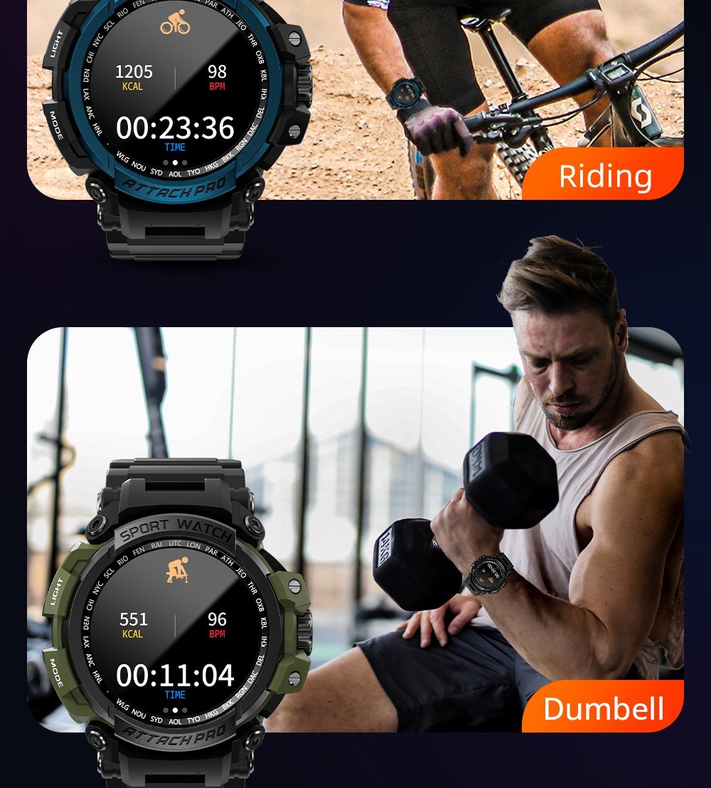 LOKMAT ATTACK Pro Smartwatch 1.32in TFT LCD Screen Bluetooth 5.1 IP68 Waterproof HR & BP Monitor, Fitness Tracker - Green