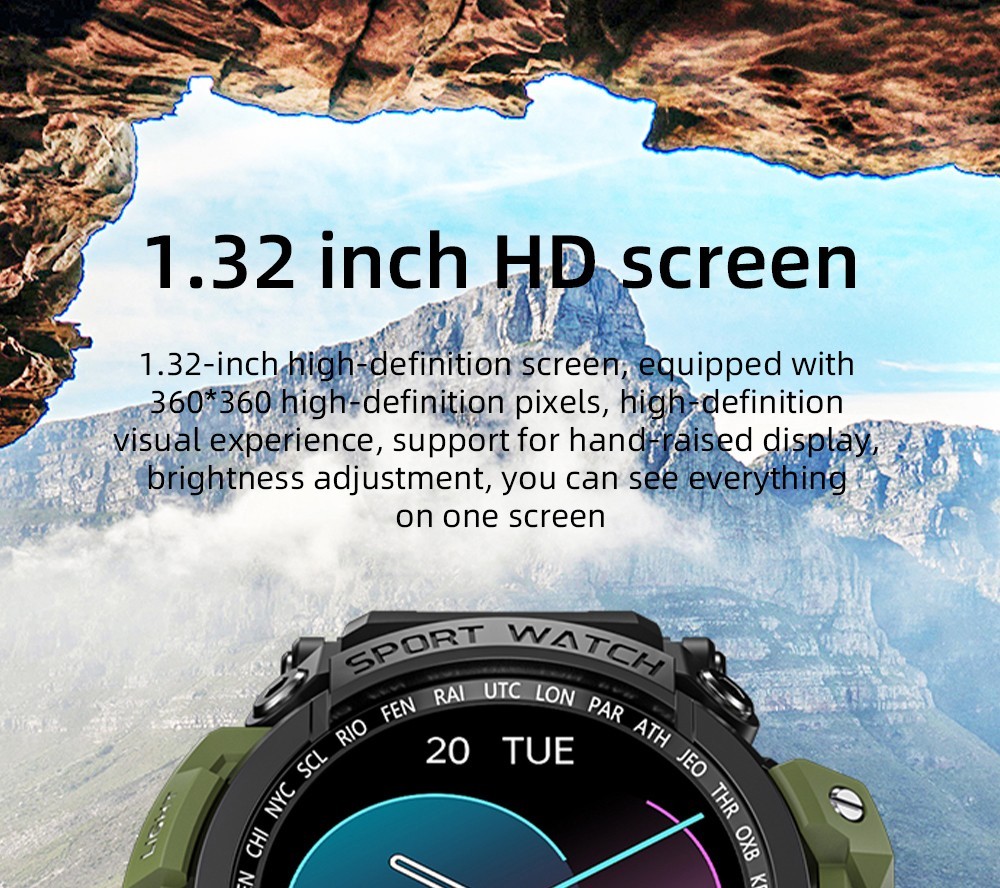 LOKMAT ATTACK Pro Smartwatch 1.32in TFT LCD Screen Bluetooth 5.1 IP68 Waterproof HR & BP Monitor, Fitness Tracker - Green