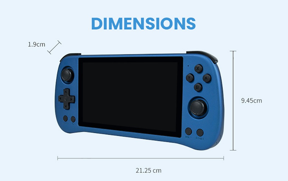 Powkiddy X55 16GB+256GB Handheld Game Console, 8000+ Games, 5.5'' IPS Screen RK3566 Chip, 4000mAh Battery, Support CPS/FBA/FC/GB/GBA/GBC/NEOGEO/SFC/MD/PS/N64 - Blue