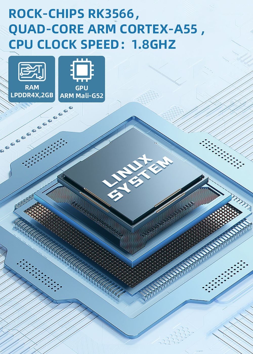 Powkiddy X55 16GB+64GB Handheld Game Console, 8000+ Games, 5.5'' IPS Screen RK3566 Chip, 4000mAh Battery, Support CPS/FBA/FC/GB/GBA/GBC/NEOGEO/SFC/MD/PS/N64 - Blue