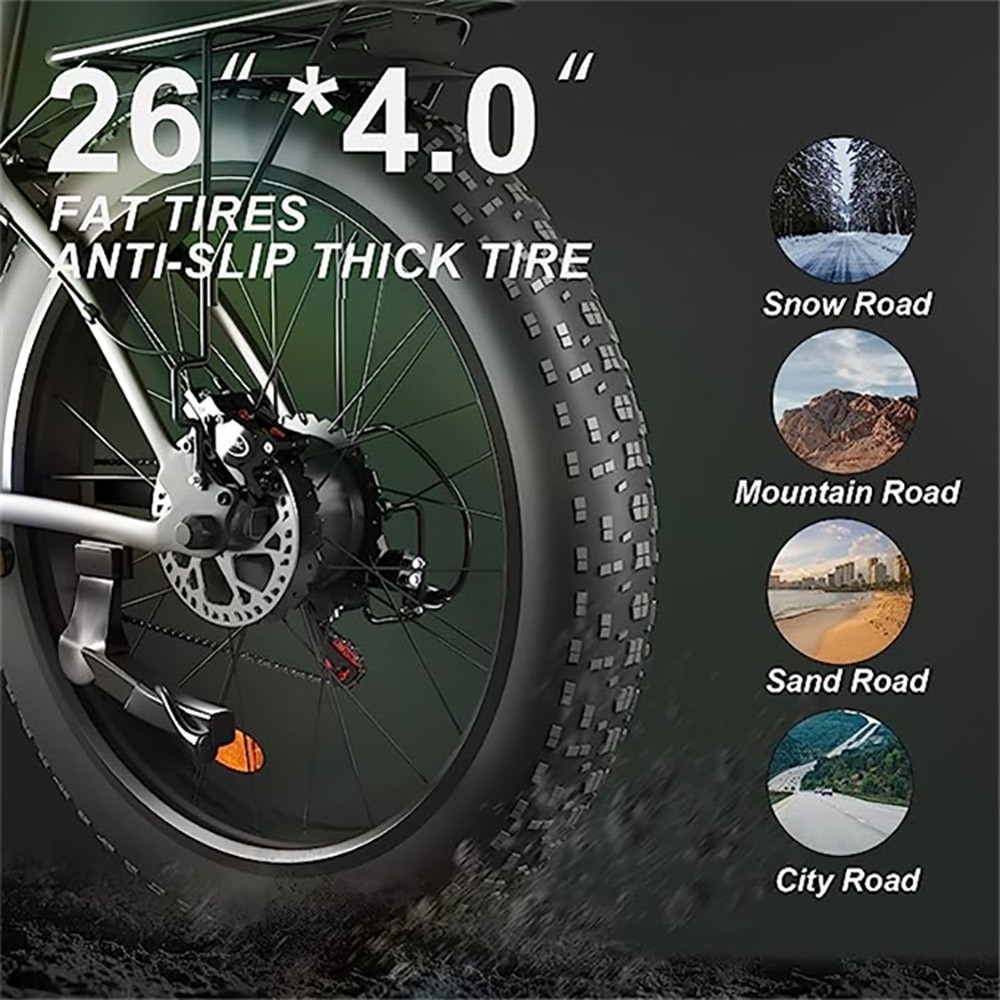 SMLRO XDC600 Electric Bike 26*4.0in All Terrain Fat Tires 1000W*2 Motors 55 km/h Max Speed 48V 22.4Ah Battery 140km Range