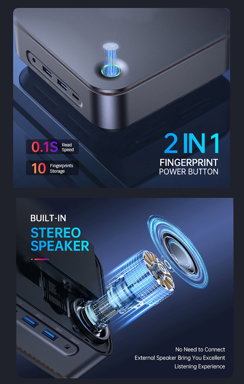 TK11-A0 Mini PC Intel Core i5-11390H, 16GB DDR4 512GB SSD, Windows 11 Pro, WiFi 5, 1000M LAN - EU