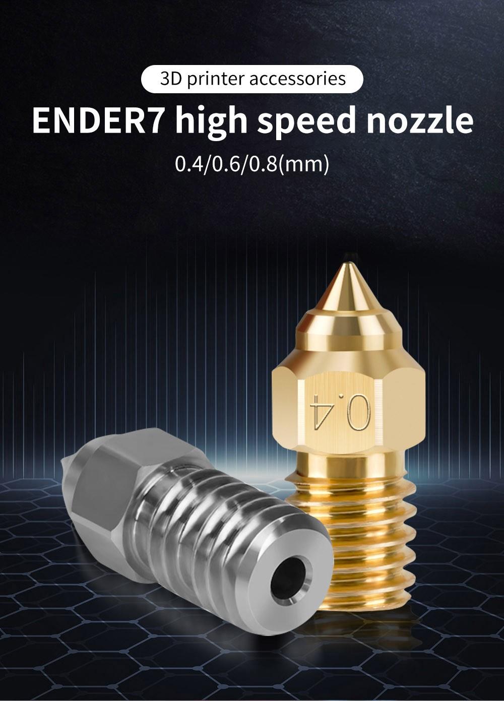 10pcs TWO TREES High-speed Nozzle for Creality Ender 7 (0.4mm Brass 2pcs, 0.6mm Brass 2pcs, 0.8mm Brass 2pcs, 0.6mm Chromium Zirconium Copper 2pcs, 0.8mm Chromium Zirconium Copper 2pcs)