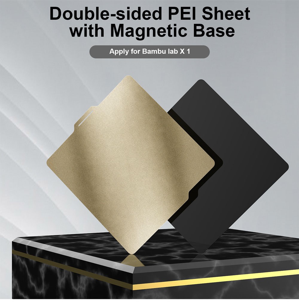 TWO TREES 257*257mm Double-Sided Textured PEI Spring Steel Sheet with Magnetic Base for Bambu Lab X1 / P1P
