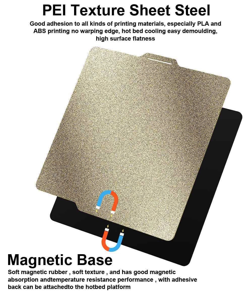 TWO TREES 257*257mm Double-Sided Textured PEI Spring Steel Sheet with Magnetic Base for Bambu Lab X1 / P1P