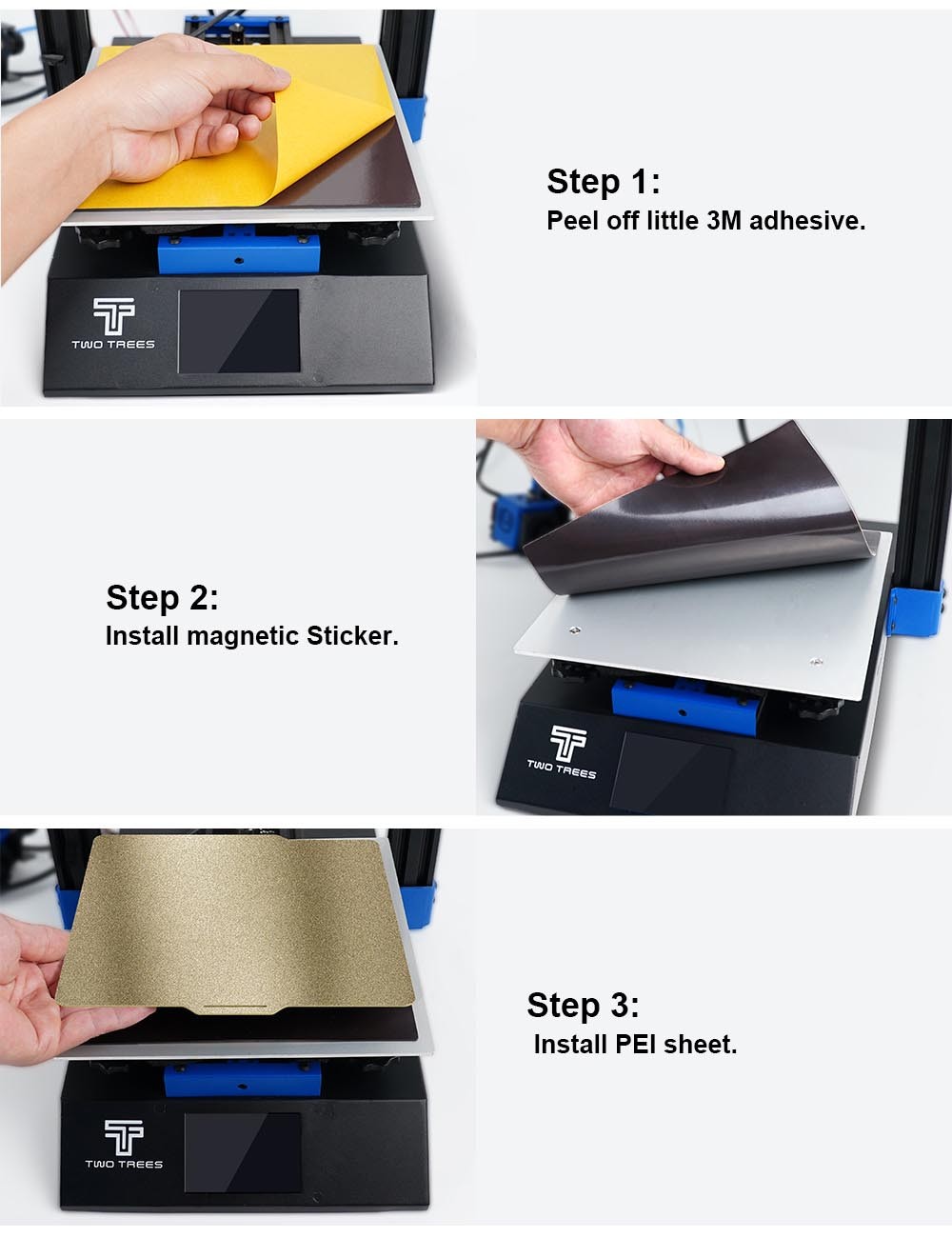 TWO TREES 257*257mm Double-Sided Textured PEI Spring Steel Sheet with Magnetic Base for Bambu Lab X1 / P1P