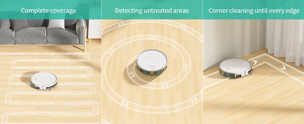 Tesvor M2 Robot Vacuum Cleaner with Mop Function, 6000Pa Suction, Gyroscope Navigation, 600ml Dustbin, 150Mins Runtime, 120sqm Max Vacuuming Area, App Control / Remote Control - White