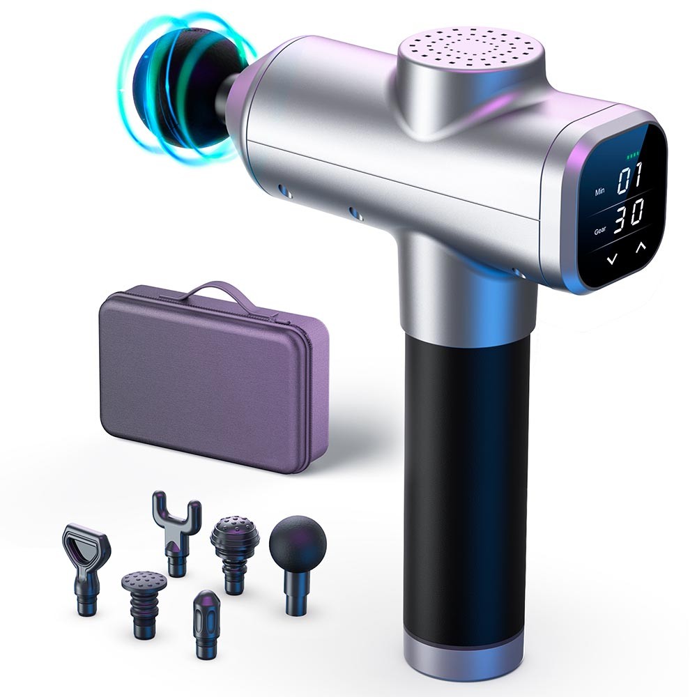 Toncur Hero 1 Muscle Massage Gun, 45lbs Stall Force, Up to 3200rpm, 30 Adjustable Speed, 2600mAh Battery, Timer Function, Touch Screen - Grey