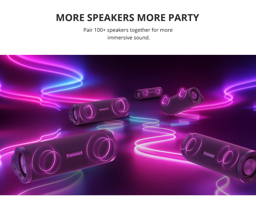 Refurbished Tronsmart Force2 SoundPulse Portable Bluetooth Speaker with IPX7 Waterproof, 30W Max Output - Black