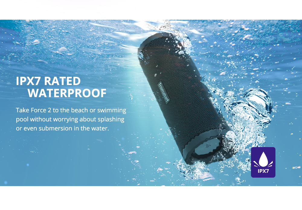Refurbished Tronsmart Force2 SoundPulse Portable Bluetooth Speaker with IPX7 Waterproof, 30W Max Output - Black
