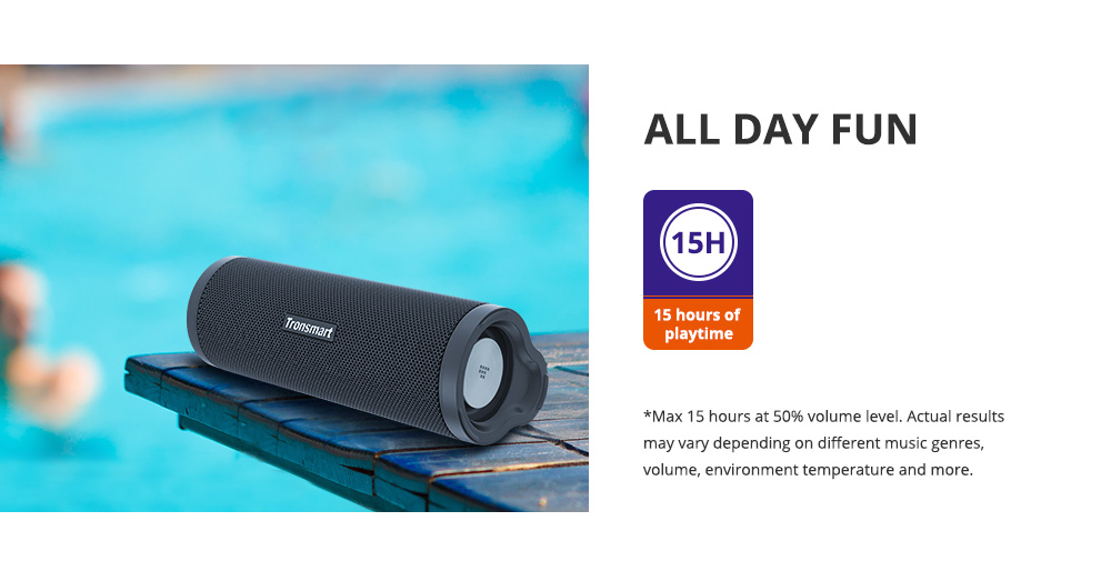 Refurbished Tronsmart Force2 SoundPulse Portable Bluetooth Speaker with IPX7 Waterproof, 30W Max Output - Black