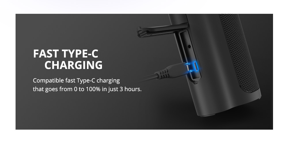 Refurbished Tronsmart Force2 SoundPulse Portable Bluetooth Speaker with IPX7 Waterproof, 30W Max Output - Black