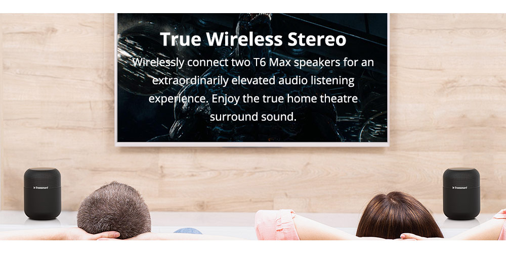 Refurbished Tronsmart Element T6 Max 60W Max Bluetooth 5.0 Home Speaker with Deep Bass, Clear Audio, 20H Playtime, IPX5, NFC