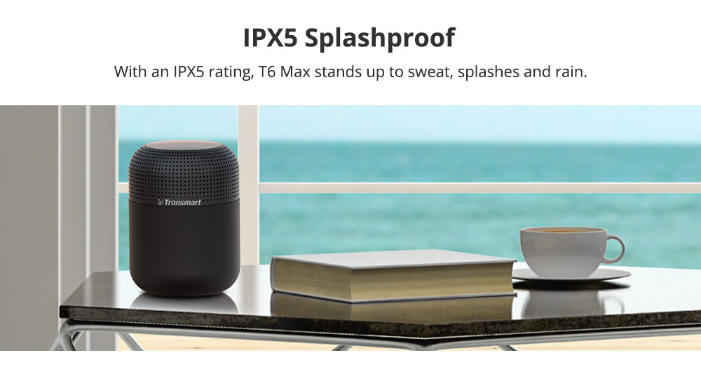 Refurbished Tronsmart Element T6 Max 60W Max Bluetooth 5.0 Home Speaker with Deep Bass, Clear Audio, 20H Playtime, IPX5, NFC