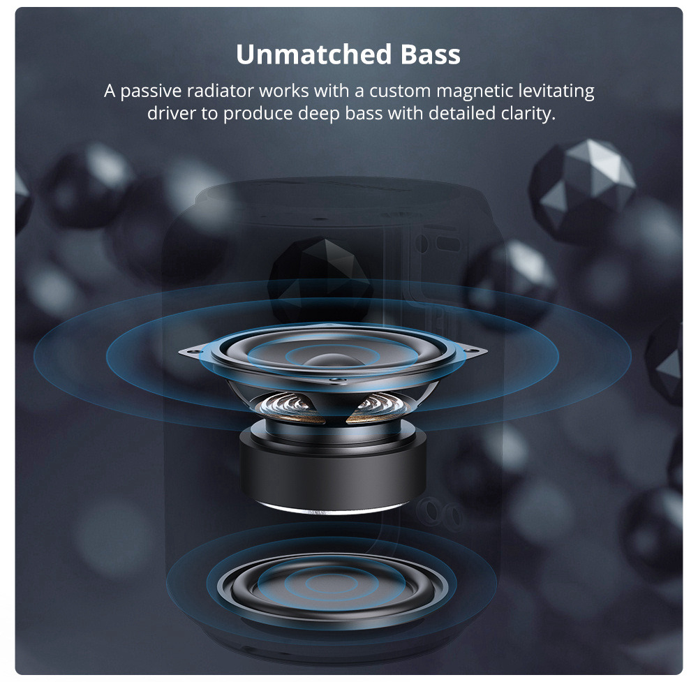 Refurbished Tronsmart Element T6 Mini Bluetooth 5.0 Speaker with 360-degree Surround, Deep Bass, IPX6 Waterproof, 24H Playtime-Black