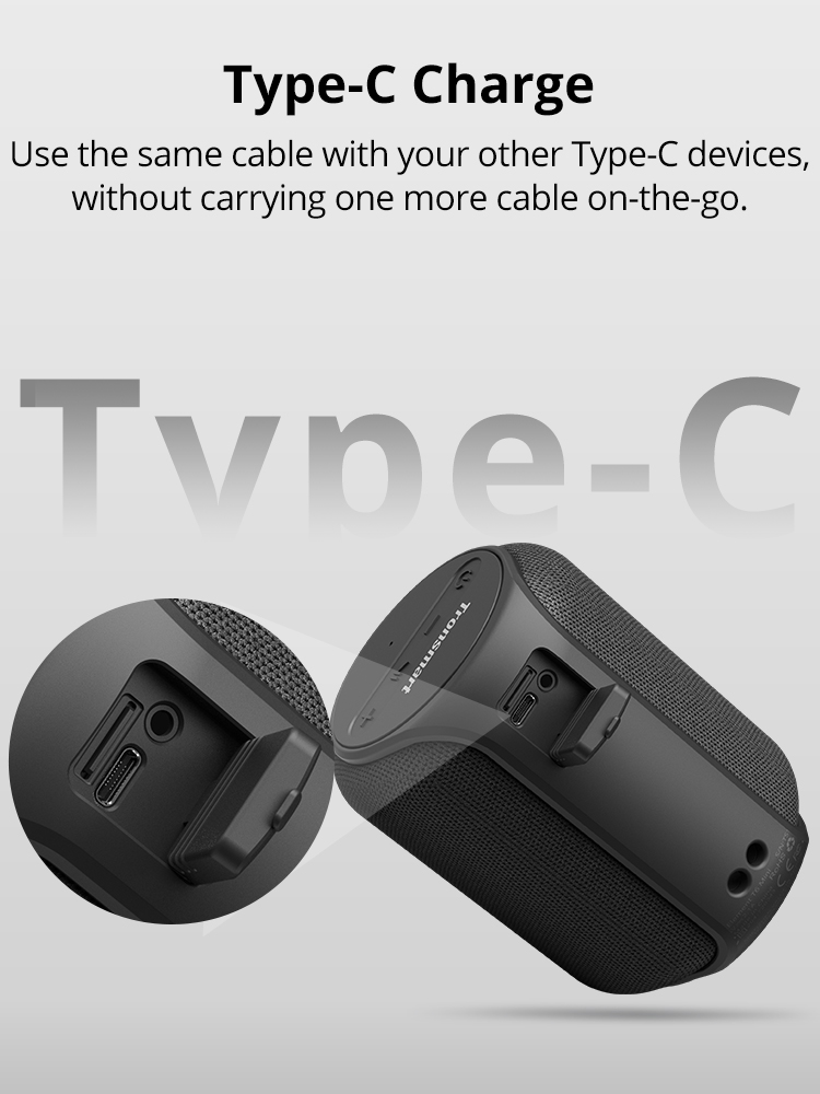 Refurbished Tronsmart Element T6 Mini Bluetooth 5.0 Speaker with 360-degree Surround, Deep Bass, IPX6 Waterproof, 24H Playtime-Black