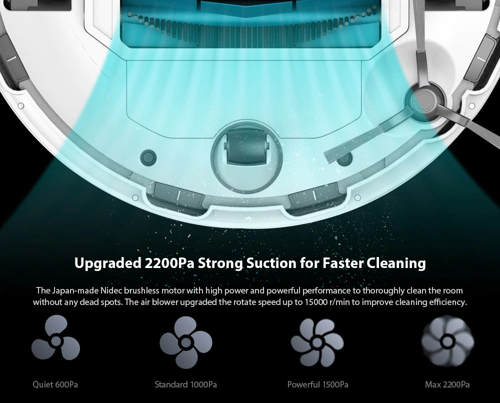 Refurbished VIOMI SE Vacuum Cleaner 2200Pa LDS Intelligent Electric Control Tank EU Plug Save 5 Maps 7 An Appointment - White