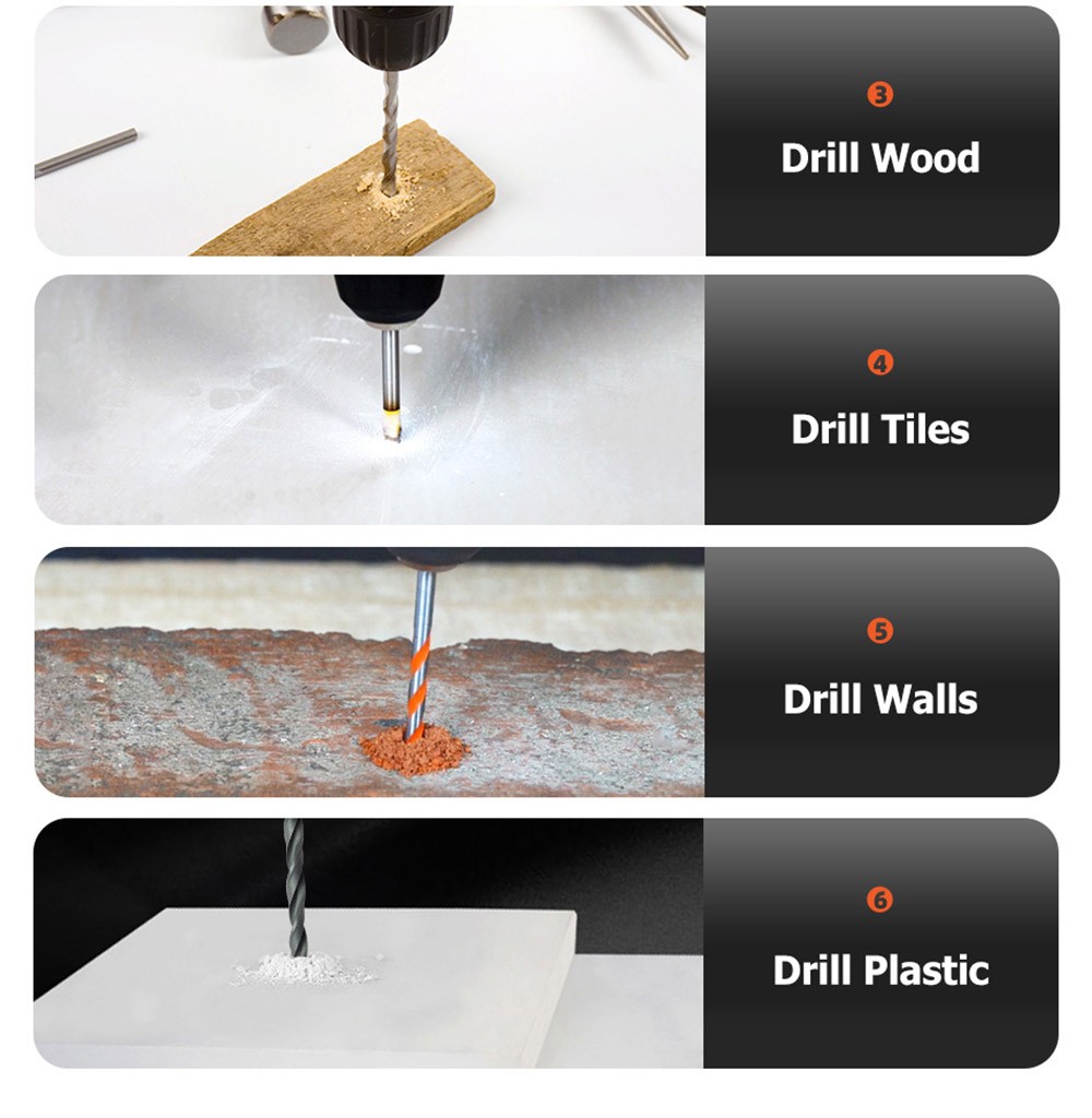 VVOSAI WS-3016-B2P 16V Cordless Drill Electric Screwdriver, 3/8 inch Chuck Size, 2 Speed, 1.5Ah Battery Capacity, LED Light, with 28pcs Drill Bits Kit