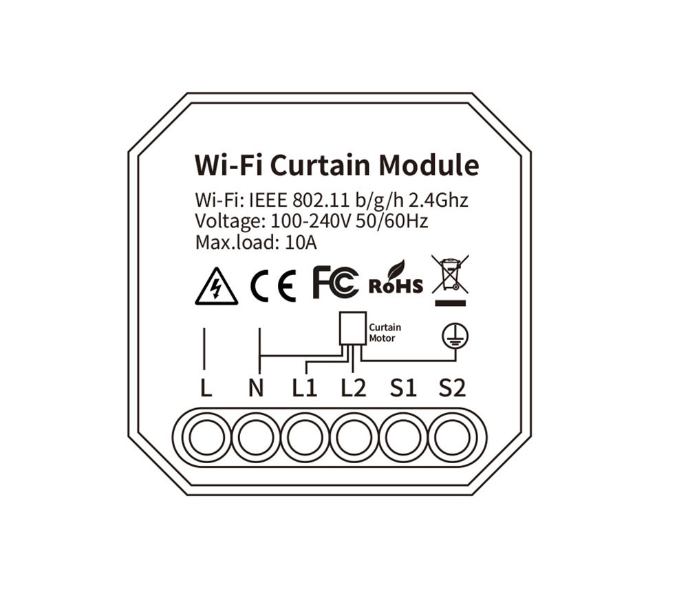 WHD09 Tuya WiFi Smart Curtain Switch Controller, Countdown/Timing Function, App/Voice Control, Home Curtain Modification